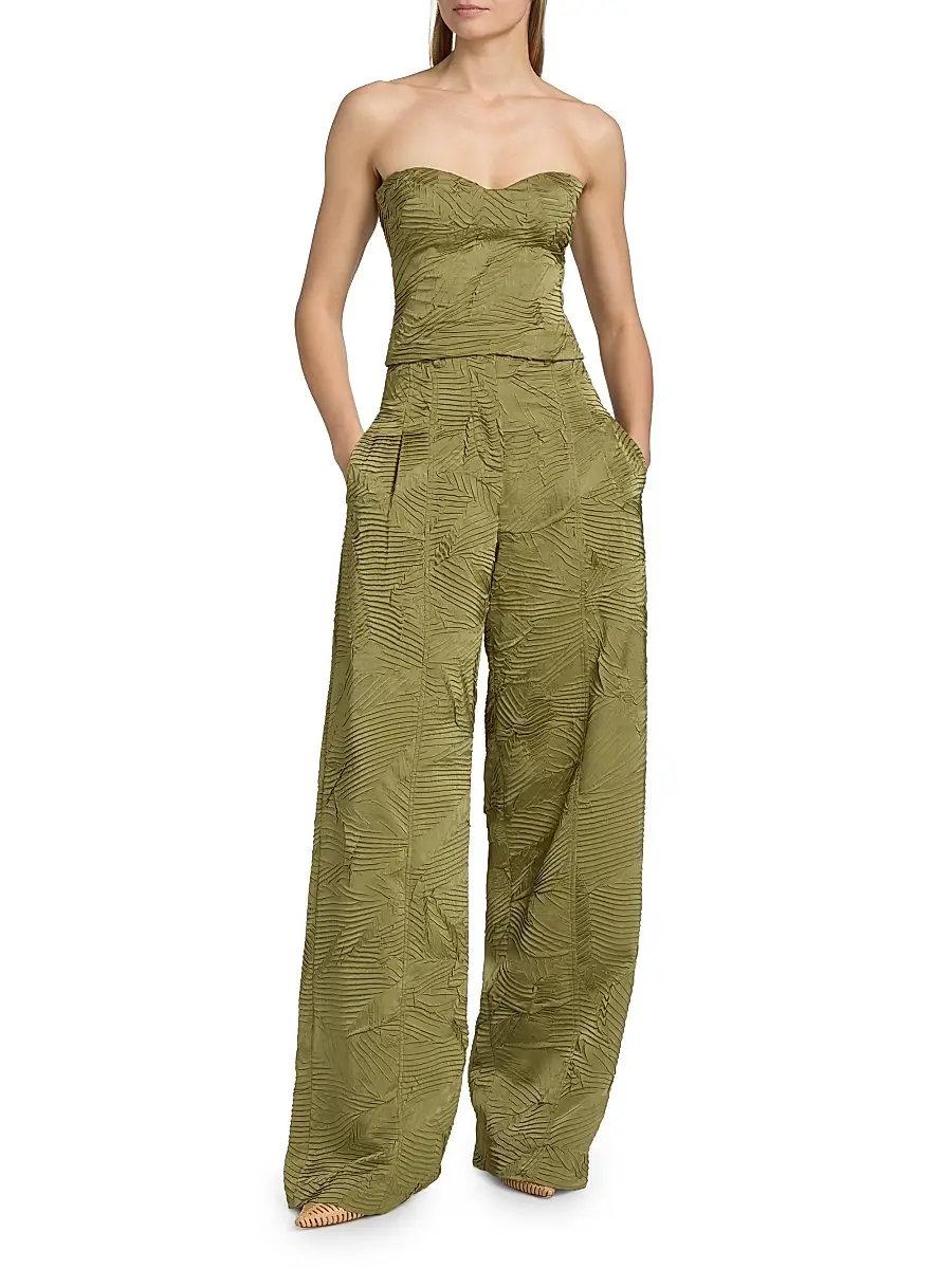 Ulla Johnson Women's Carine Textured Satin High-Rise Pants | Thumbnail 2 Ulla Johnson Women's Carine Textured Satin High-Rise Pants | Thumbnail 2