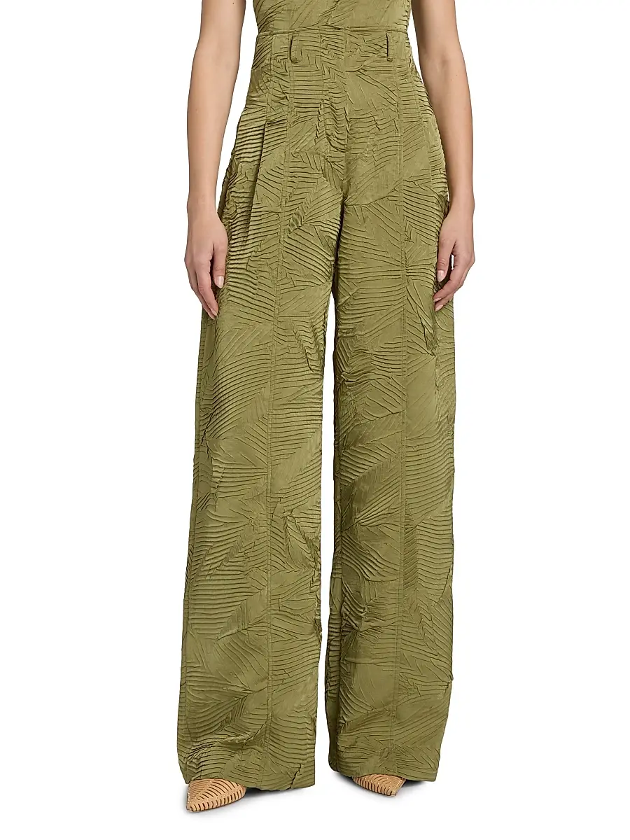 Ulla Johnson Women's Carine Textured Satin High-Rise Pants | Thumbnail 3 Ulla Johnson Women's Carine Textured Satin High-Rise Pants | Thumbnail 3