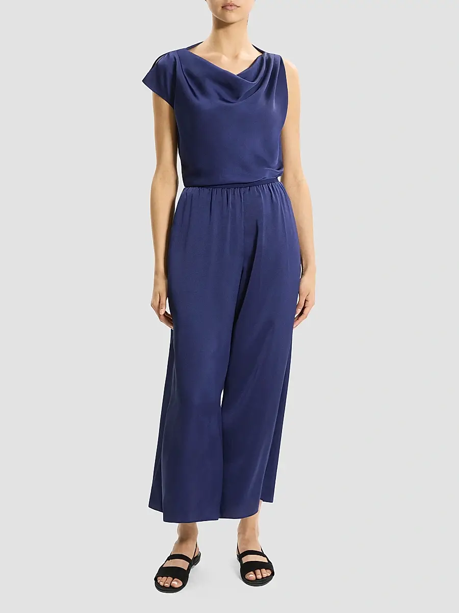 Theory Women's Pleated Satin Wide-Leg Pants | Thumbnail 2
