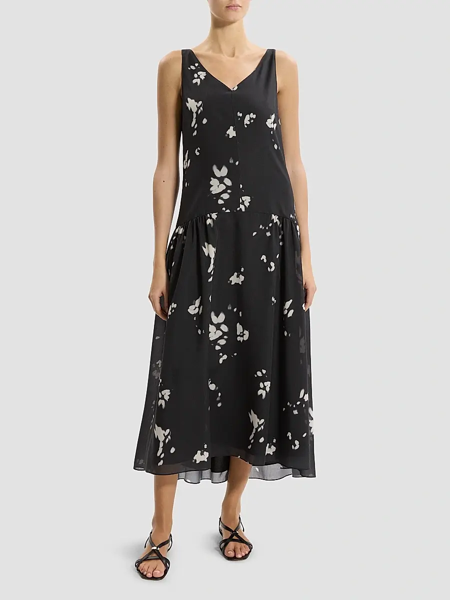 Theory Women's Floral Drop-Waist Midi Dress | Thumbnail 2 Theory Women's Floral Drop-Waist Midi Dress | Thumbnail 2