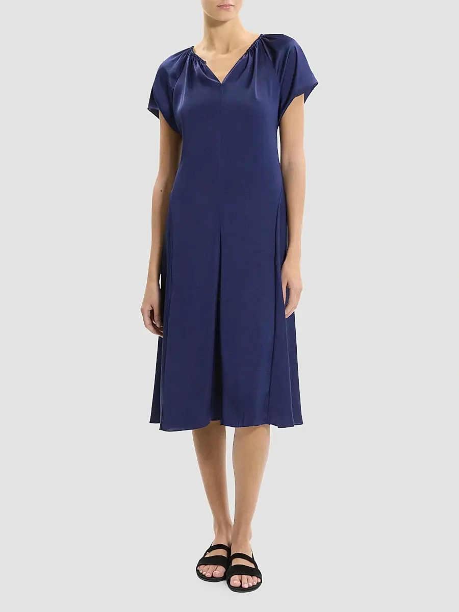 Theory Women's Satin A-Line Midi Dress | Thumbnail 2 Theory Women's Satin A-Line Midi Dress | Thumbnail 2