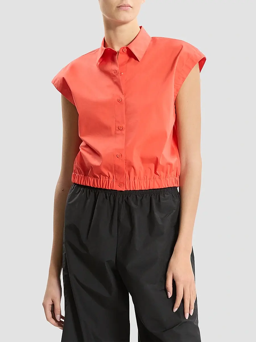 Theory Women's Cotton Poplin Crop Shirt | Thumbnail 4 Theory Women's Cotton Poplin Crop Shirt | Thumbnail 4