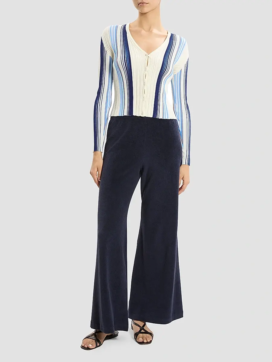 Theory Women's Striped Cotton-Blend Ribbed Cardigan | Thumbnail 2 Theory Women's Striped Cotton-Blend Ribbed Cardigan | Thumbnail 2