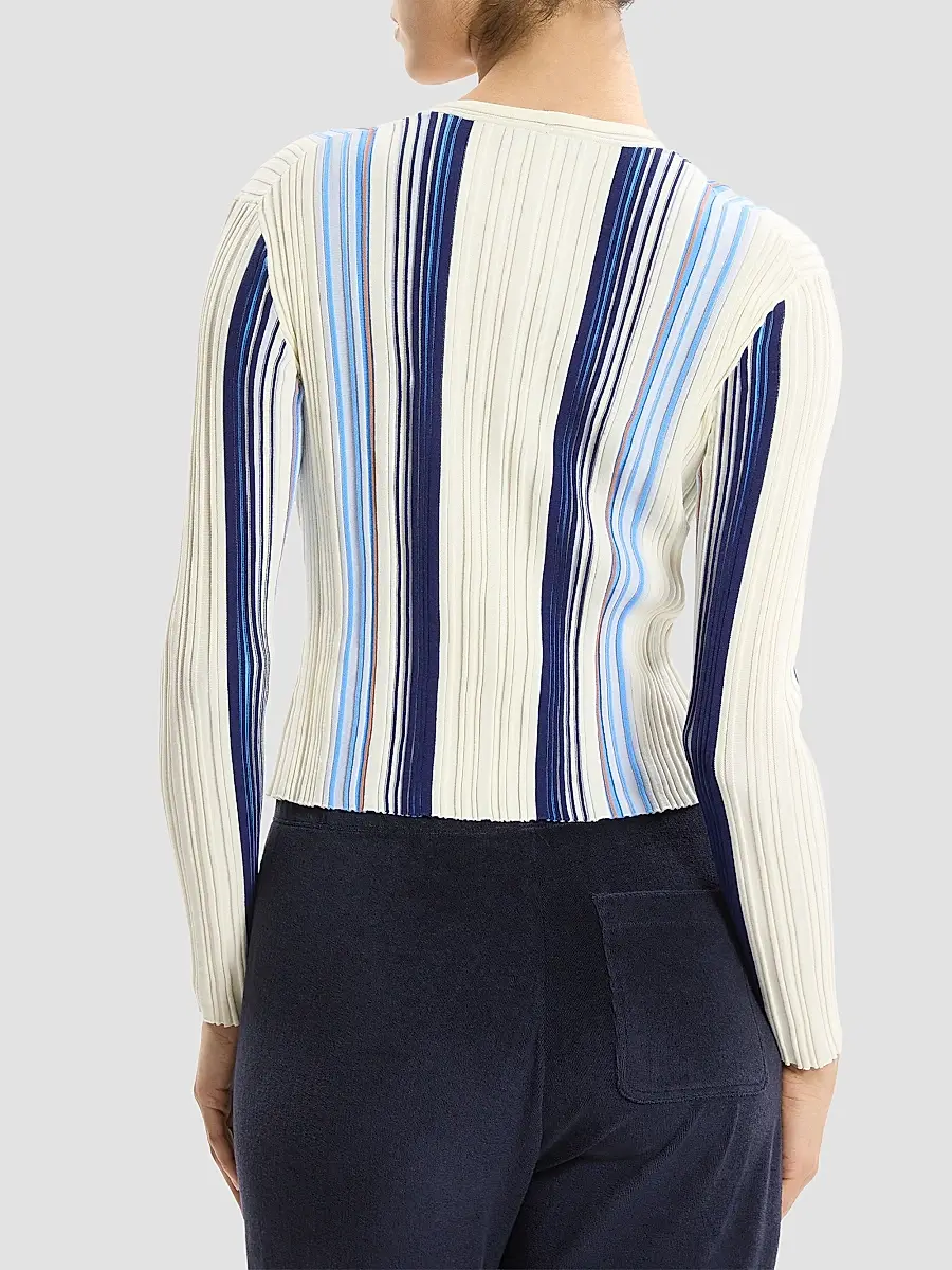 Theory Women's Striped Cotton-Blend Ribbed Cardigan | Thumbnail 3 Theory Women's Striped Cotton-Blend Ribbed Cardigan | Thumbnail 3