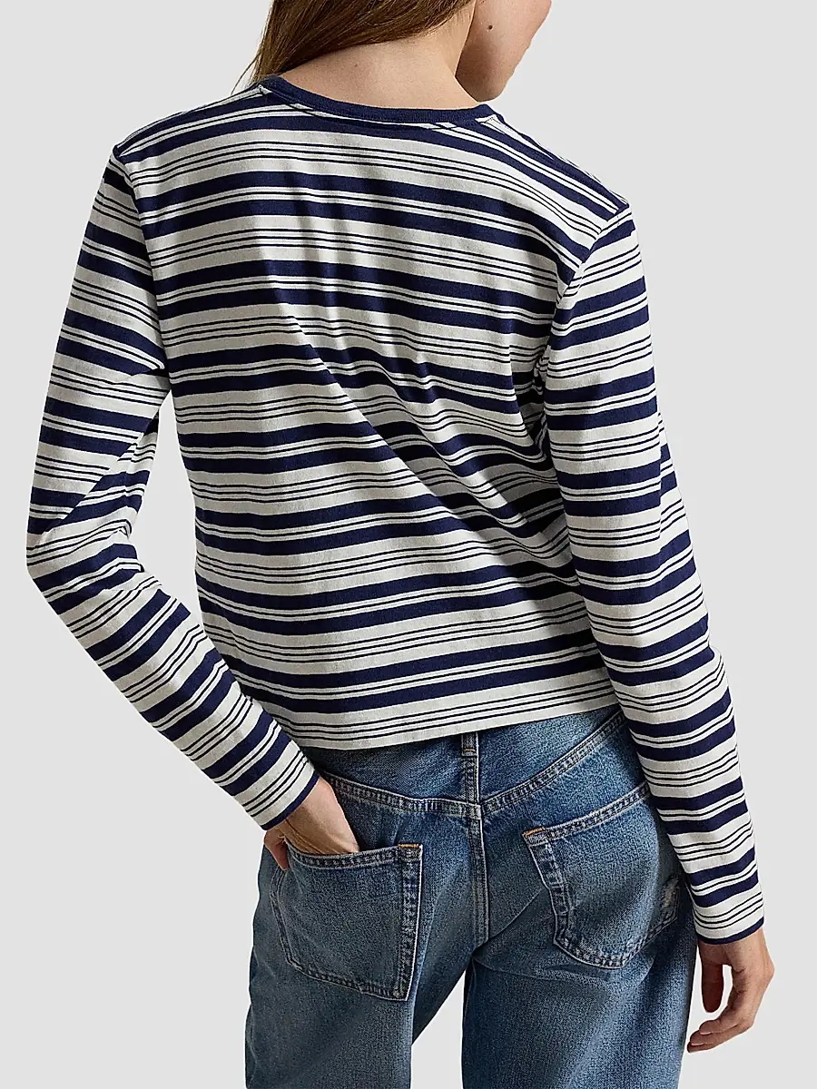 Polo Ralph Lauren Women's Logo Striped Jersey Long-Sleeve T-Shirt | Thumbnail 3