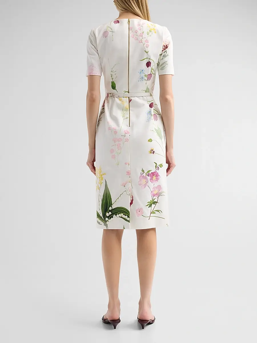 Oscar de la Renta Women's Mixed Botanical Denim Dress | Thumbnail 3 Oscar de la Renta Women's Mixed Botanical Denim Dress | Thumbnail 3