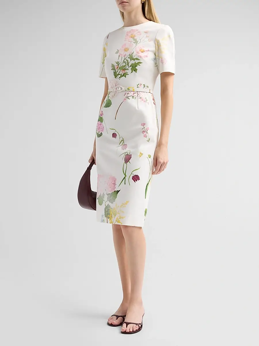 Oscar de la Renta Women's Mixed Botanical Denim Dress | Thumbnail 4 Oscar de la Renta Women's Mixed Botanical Denim Dress | Thumbnail 4