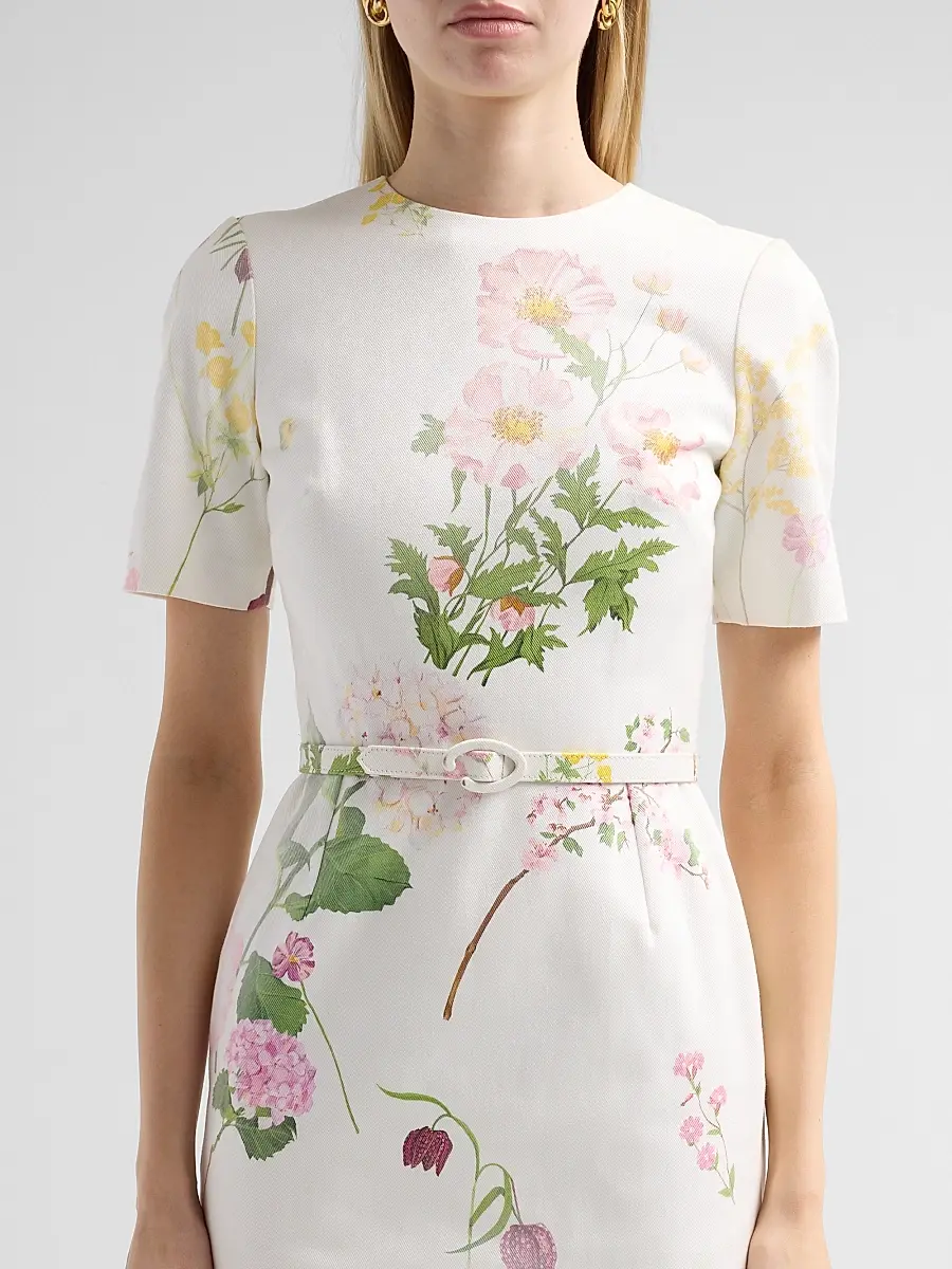 Oscar de la Renta Women's Mixed Botanical Denim Dress | Thumbnail 5 Oscar de la Renta Women's Mixed Botanical Denim Dress | Thumbnail 5