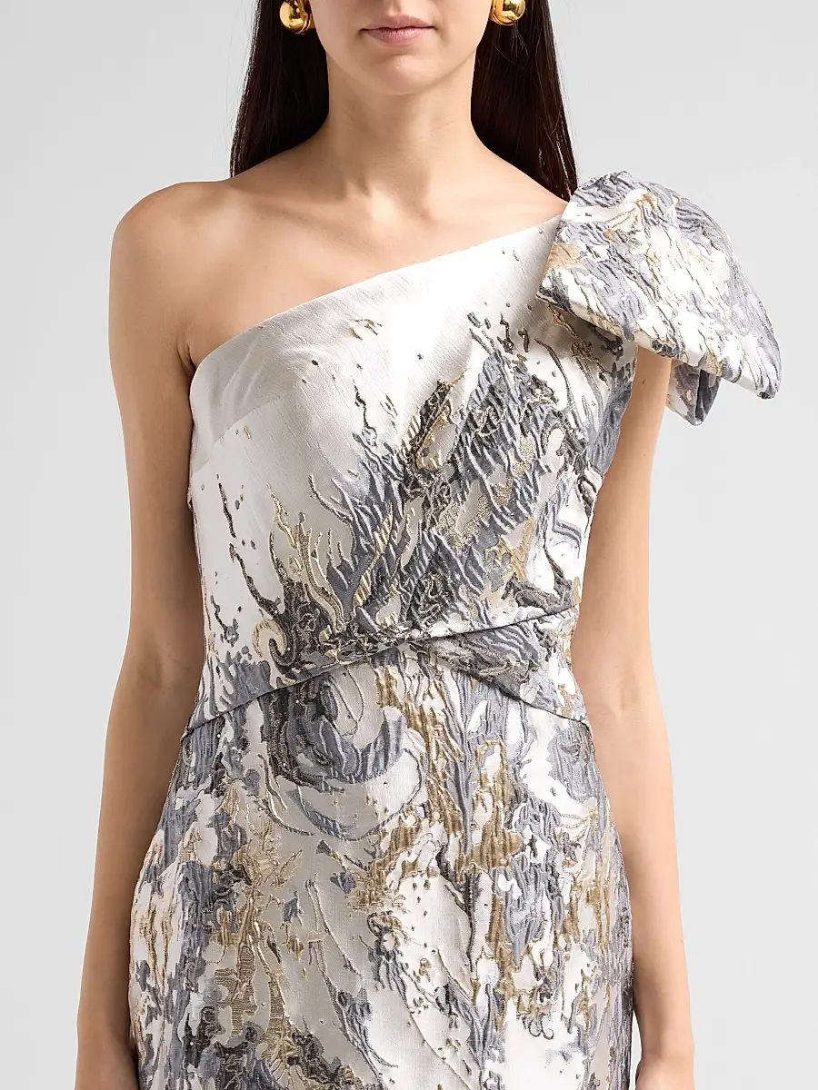 Rene Ruiz Collection Women's Brocade One-Shoulder Mermaid Gown | Thumbnail 5 Rene Ruiz Collection Women's Brocade One-Shoulder Mermaid Gown | Thumbnail 5