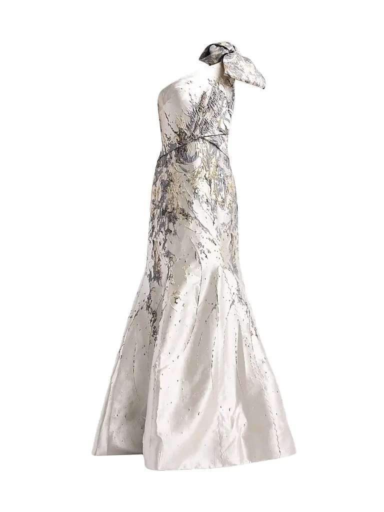 Rene Ruiz Collection Women's Brocade One-Shoulder Mermaid Gown