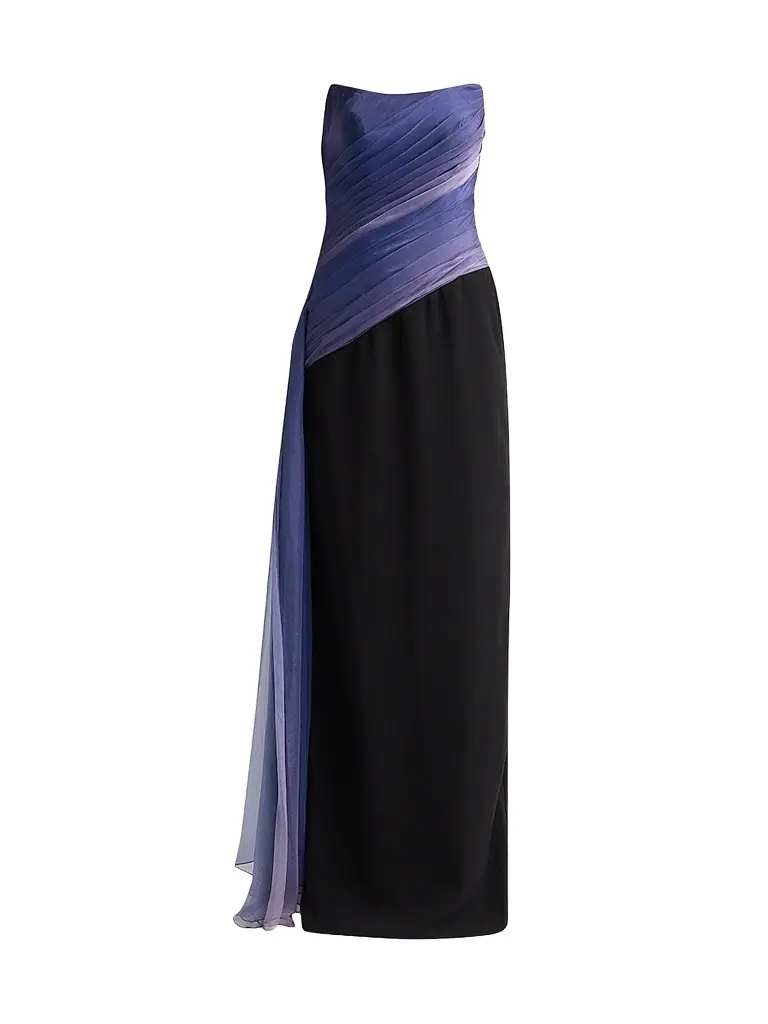 Rene Ruiz Collection Women's Crêpe & Ombré Chiffon Column Gown - Blue Ombre Black - Size 16 | Image 1 Rene Ruiz Collection Women's Crêpe & Ombré Chiffon Column Gown - Blue Ombre Black - Size 16 | Image 1