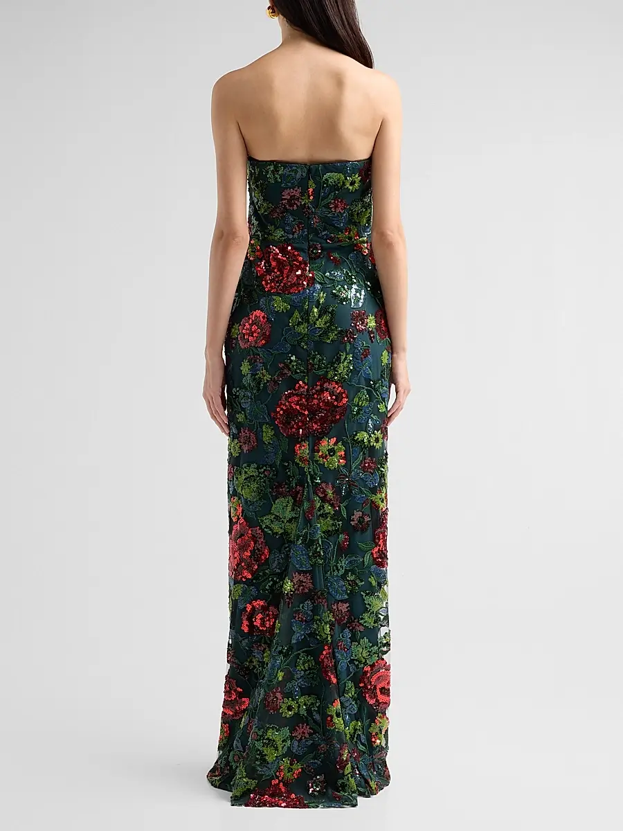 Rene Ruiz Collection Women's Floral-Sequin Embroidered Strapless Column Gown | Thumbnail 3 Rene Ruiz Collection Women's Floral-Sequin Embroidered Strapless Column Gown | Thumbnail 3