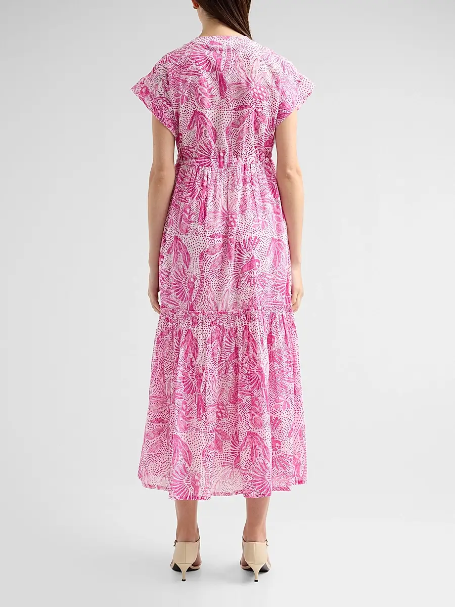 Ro's Garden Women's Mumi Floral Cotton Tie Midi Dress | Thumbnail 3 Ro's Garden Women's Mumi Floral Cotton Tie Midi Dress | Thumbnail 3