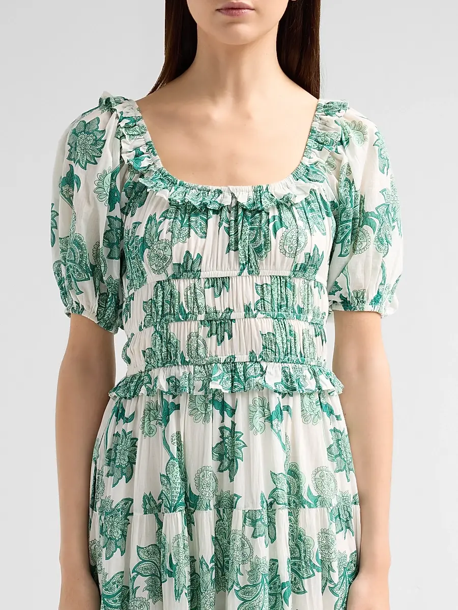 Ro's Garden Women's Percy Floral Cotton Tiered Midi Dress | Thumbnail 5 Ro's Garden Women's Percy Floral Cotton Tiered Midi Dress | Thumbnail 5