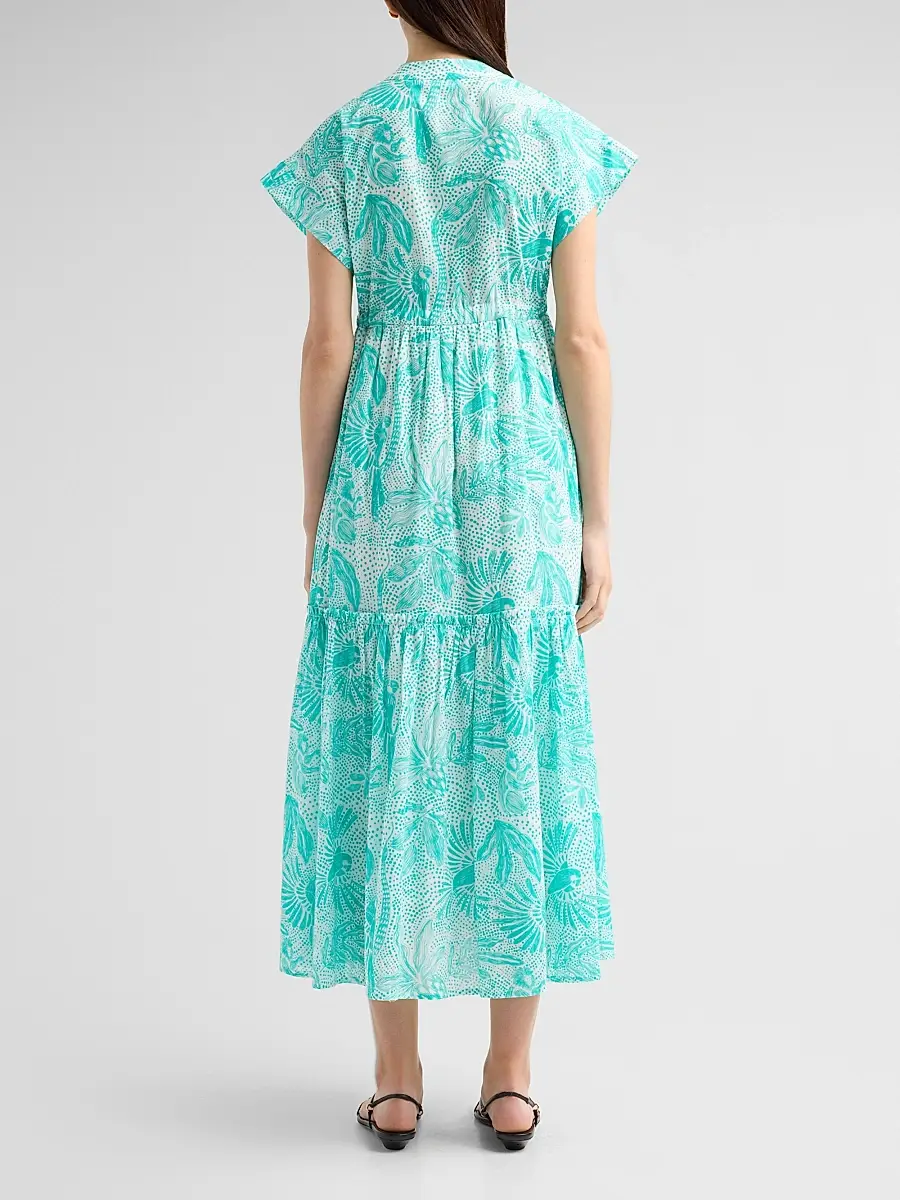 Ro's Garden Women's Mumi Floral Cotton Tie Midi Dress | Thumbnail 3 Ro's Garden Women's Mumi Floral Cotton Tie Midi Dress | Thumbnail 3