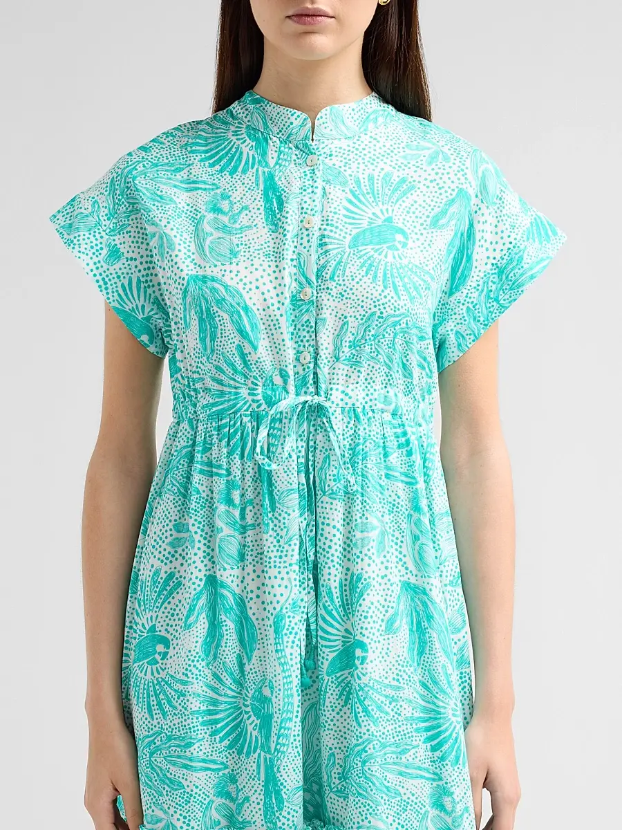 Ro's Garden Women's Mumi Floral Cotton Tie Midi Dress | Thumbnail 5 Ro's Garden Women's Mumi Floral Cotton Tie Midi Dress | Thumbnail 5
