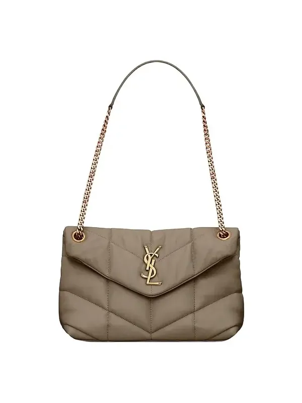 Saint Laurent Women's Puffer Small Shoulder Bag in Nappa Leather - Light Taupe