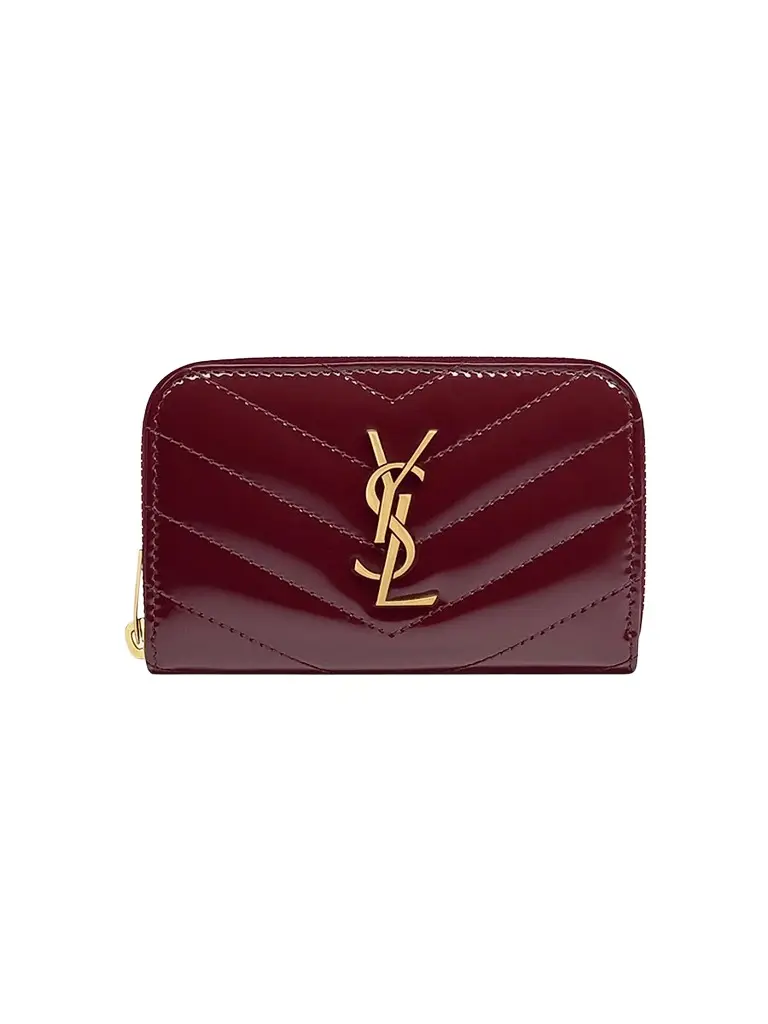 Saint Laurent Women's Cassandre Wallet in Patent Leather - Dark Red Wine