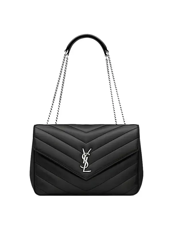 Women's Loulou Shoulder Bag in Lambskin Leather - Black