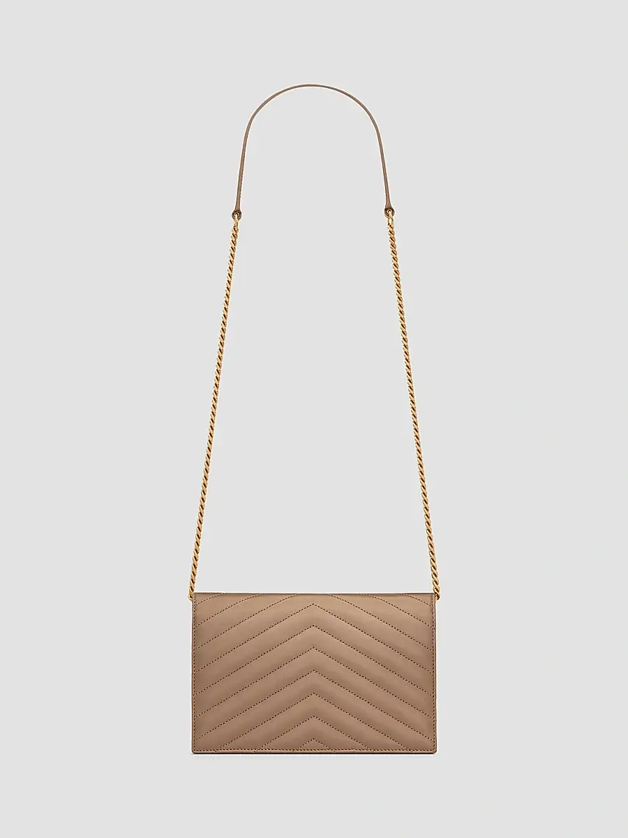 Saint Laurent Women's Cassandre Envelope Chain Wallet in Lambskin - Dusty Grey | Thumbnail 2