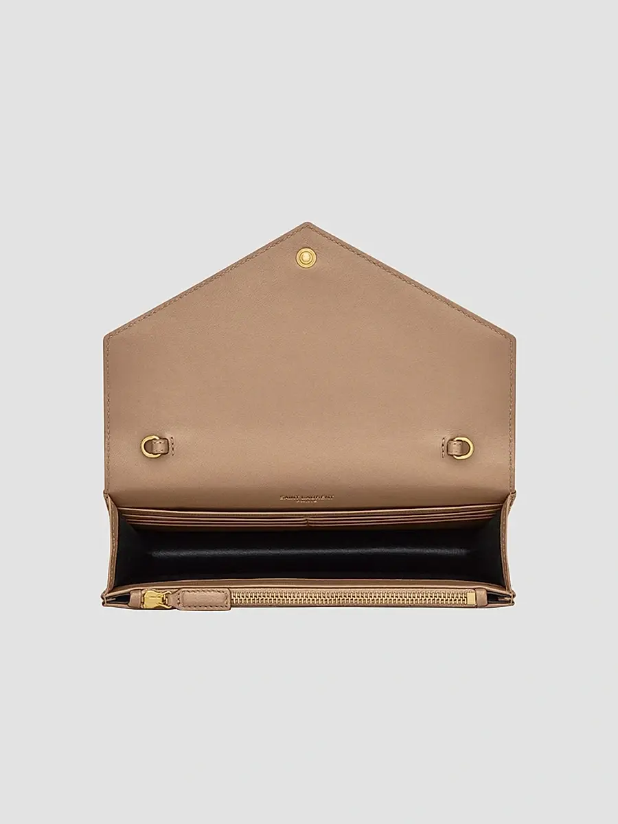 Saint Laurent Women's Cassandre Envelope Chain Wallet in Lambskin - Dusty Grey | Thumbnail 3