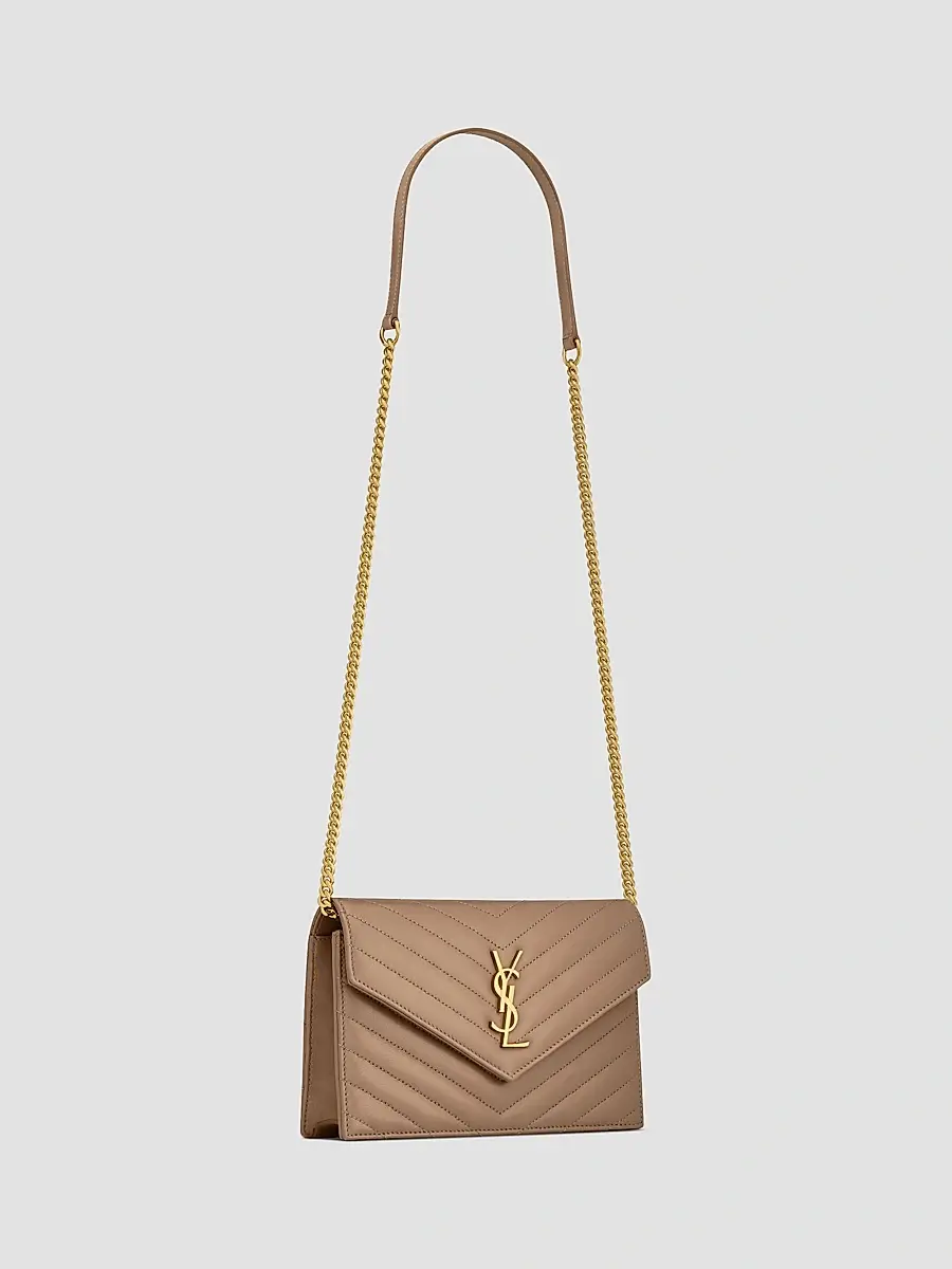 Saint Laurent Women's Cassandre Envelope Chain Wallet in Lambskin - Dusty Grey | Thumbnail 5