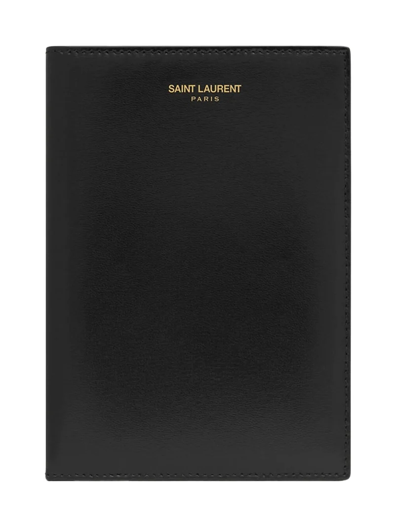 Saint Laurent Paris Passport Holder in Lacquered Leather - Black