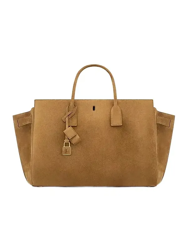 Saint Laurent Women's Sac De Jour Tote Bag in Suede - Caramel Cognac