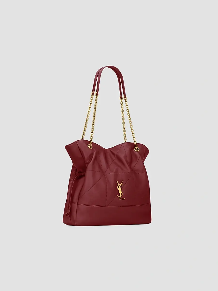 Saint Laurent Women's Jamie Shopping Tote Bag in Lambskin - Rouge Merlot | Thumbnail 4
