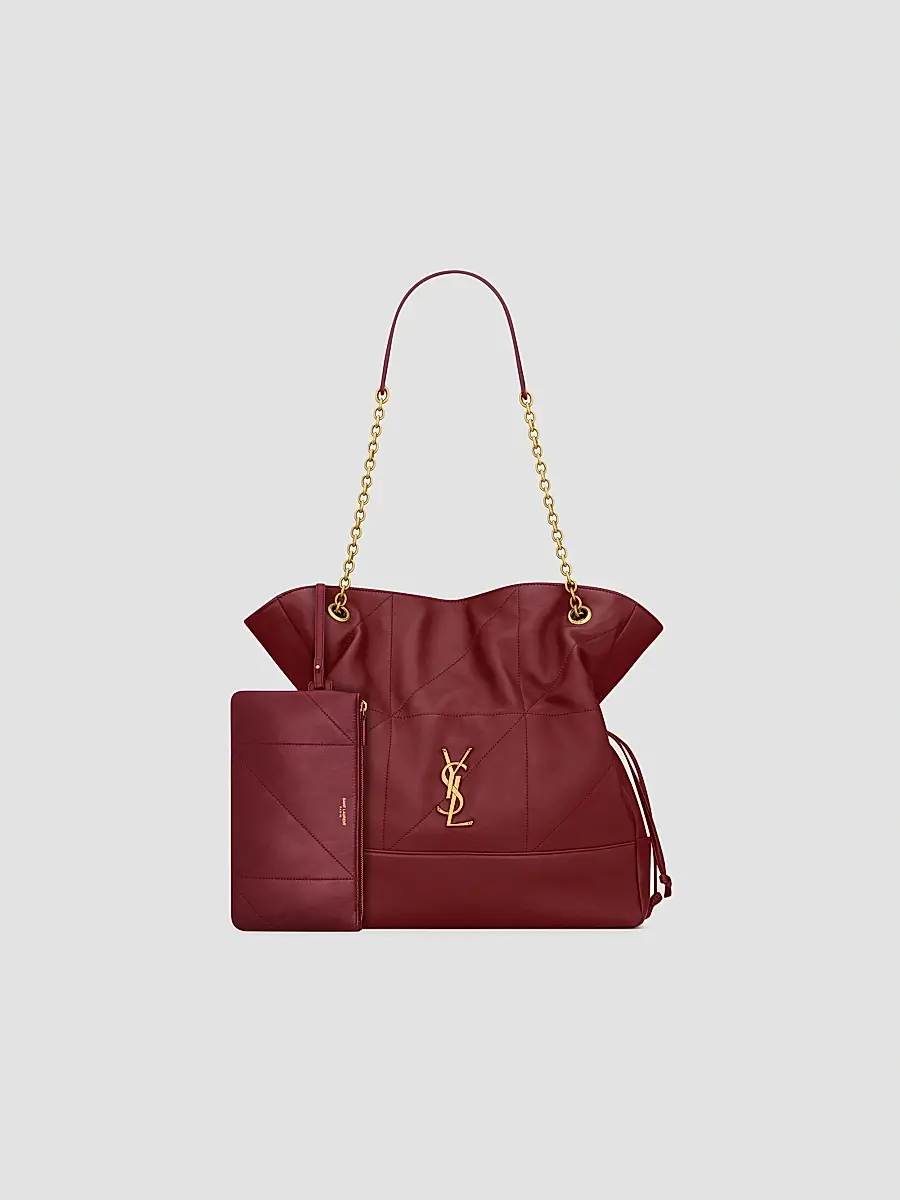 Saint Laurent Women's Jamie Shopping Tote Bag in Lambskin - Rouge Merlot | Thumbnail 5