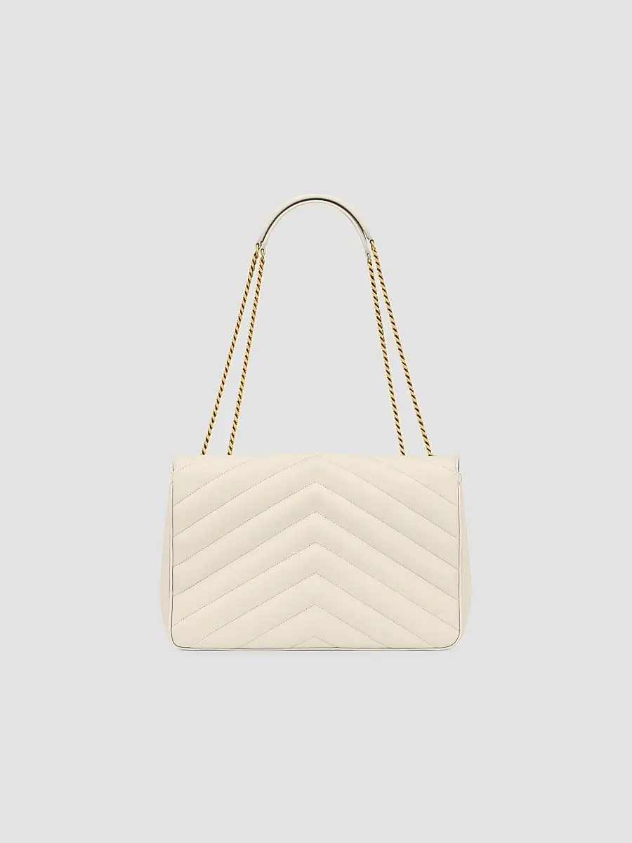 Saint Laurent Women's Loulou Large Shoulder Bag in Lambskin Leather - White | Thumbnail 2 Saint Laurent Women's Loulou Large Shoulder Bag in Lambskin Leather - White | Thumbnail 2