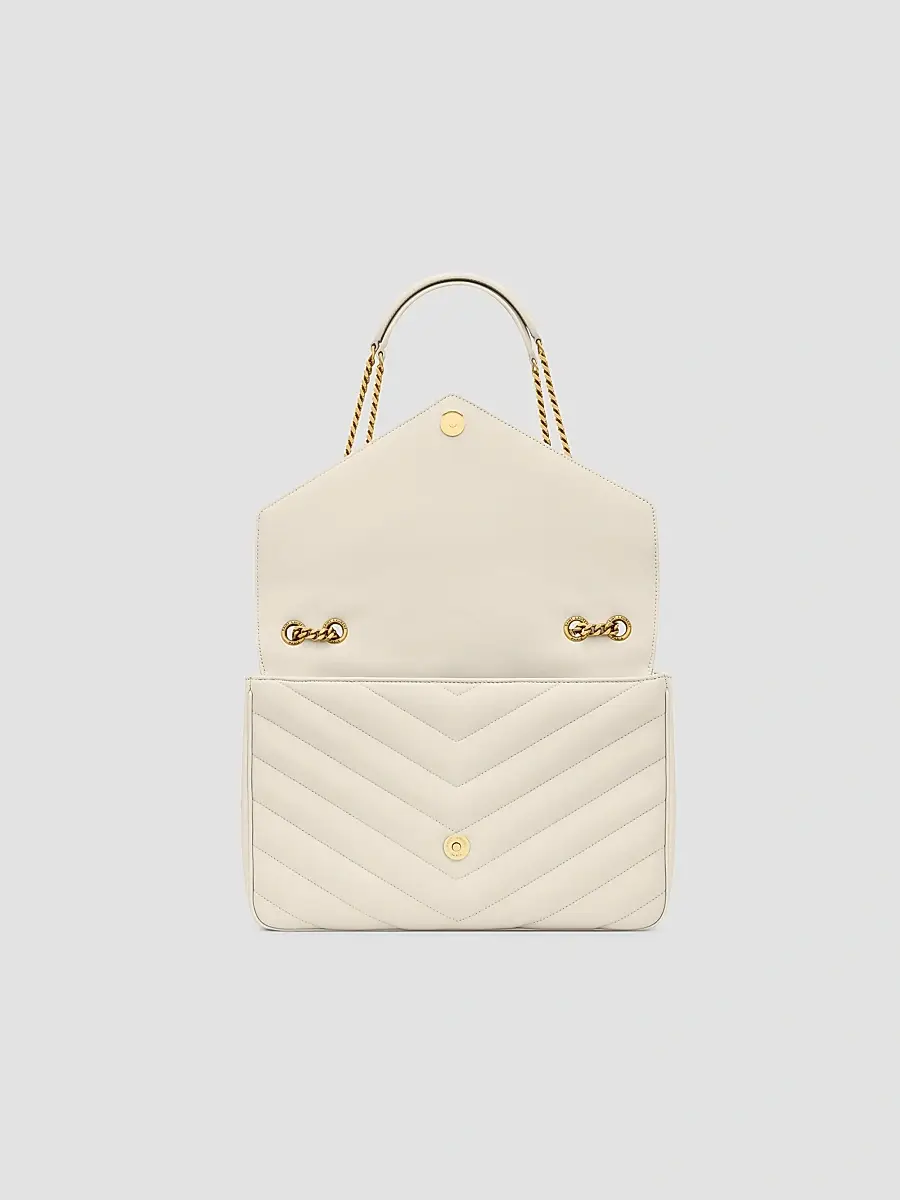 Saint Laurent Women's Loulou Large Shoulder Bag in Lambskin Leather - White | Thumbnail 6 Saint Laurent Women's Loulou Large Shoulder Bag in Lambskin Leather - White | Thumbnail 6