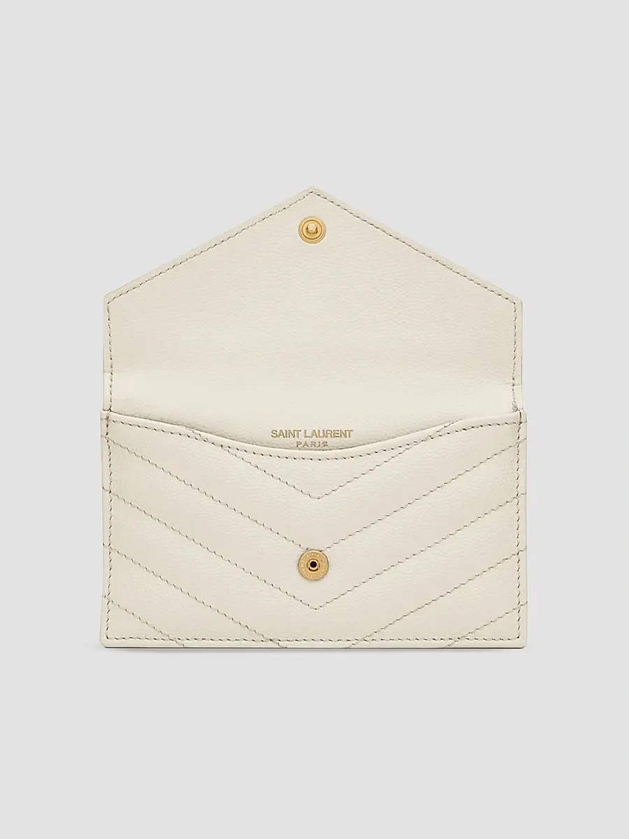 Saint Laurent Women's Cassandre Matelassé Fragments Flap Card Case in Grain de Poudre Embossed Leather | Thumbnail 4