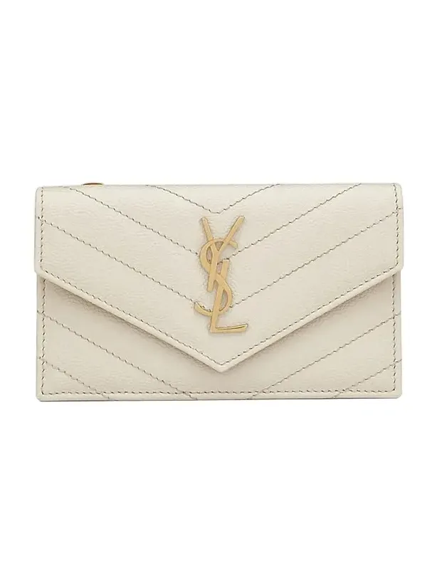 Women's Cassandre Matelassé Fragments Flap Card Case in Grain de Poudre Embossed Leather Women's Cassandre Matelassé Fragments Flap Card Case in Grain de Poudre Embossed Leather