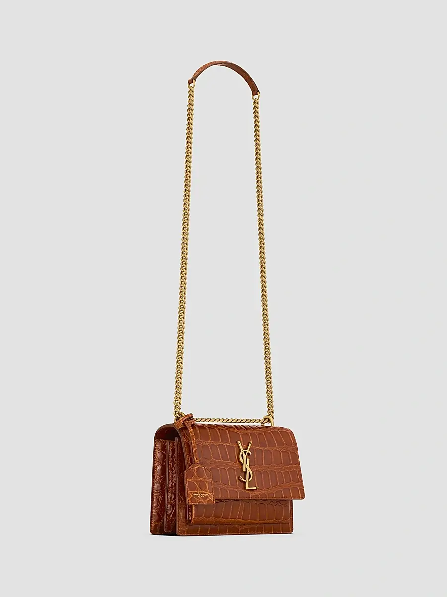 Saint Laurent Women's Sunset Shoulder Bag in Crocodile Embossed Leather | Thumbnail 5 Saint Laurent Women's Sunset Shoulder Bag in Crocodile Embossed Leather | Thumbnail 5