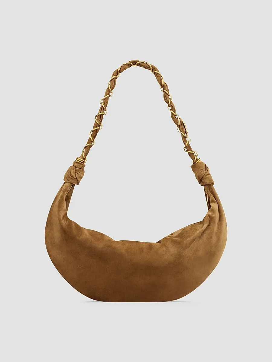 Saint Laurent Women's Amalia Hobo Bag in Suede - Caramel Cognac | Thumbnail 2 Saint Laurent Women's Amalia Hobo Bag in Suede - Caramel Cognac | Thumbnail 2