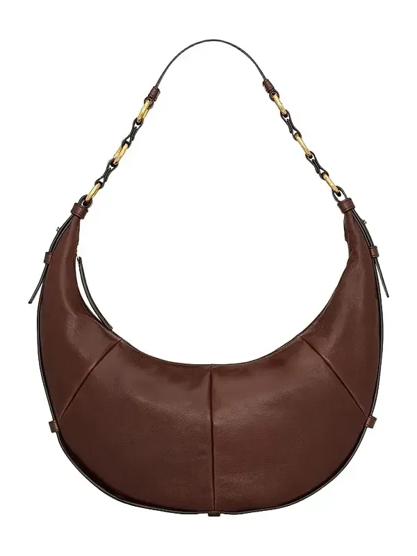Saint Laurent Women's Saharienne Hobo Bag in Lambskin Leather - Brown Nut