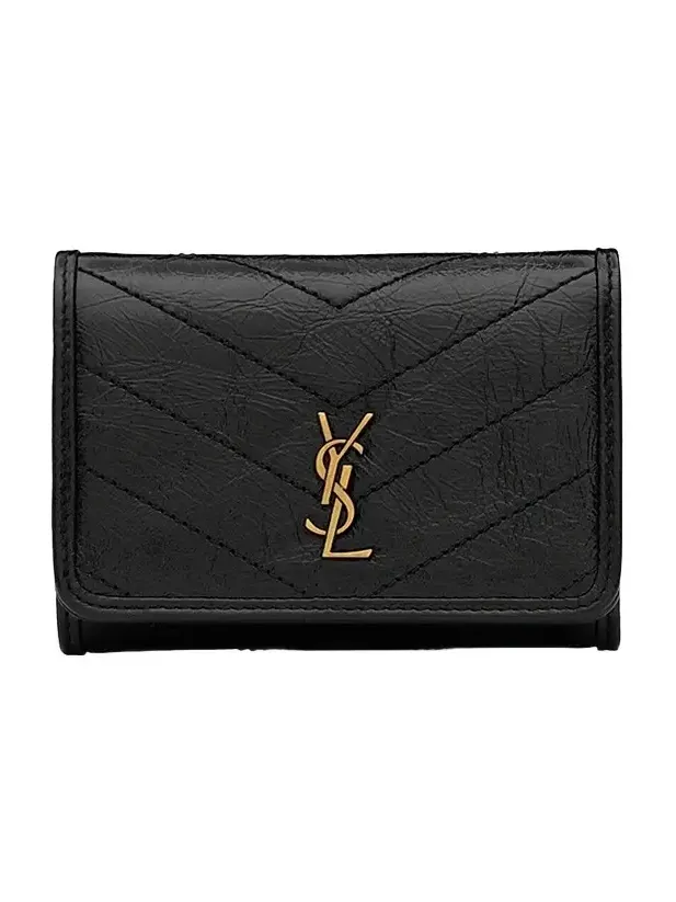 Saint Laurent Women's Niki Slim Tri-Fold Wallet in Vintage Leather - Black