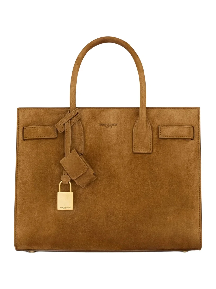 Saint Laurent Women's Sac De Jour Top Handle Bag in Suede - Caramel Cognac
