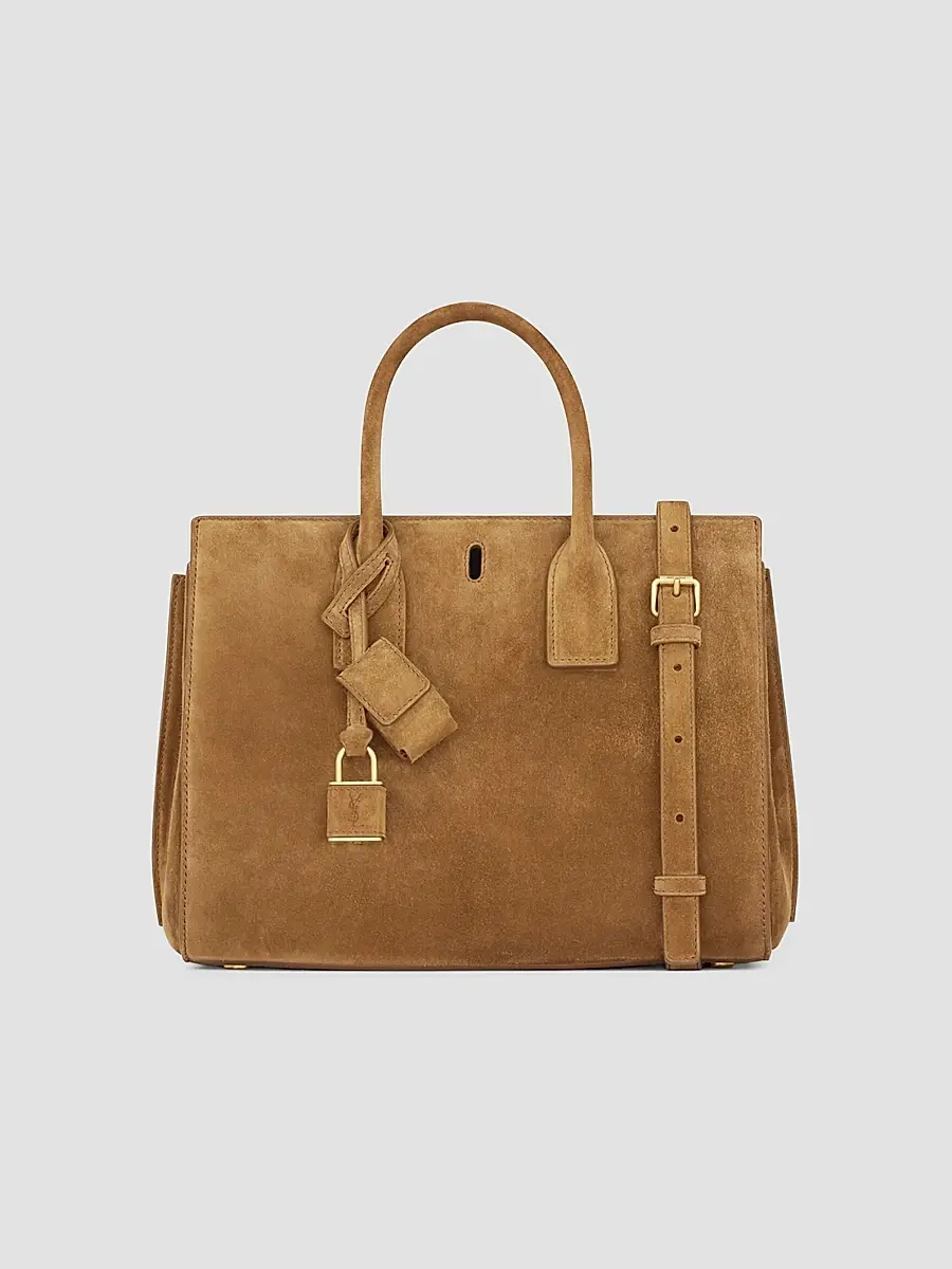 Saint Laurent Women's Sac De Jour Tote Bag in Suede - Caramel Cognac | Thumbnail 6 Saint Laurent Women's Sac De Jour Tote Bag in Suede - Caramel Cognac | Thumbnail 6