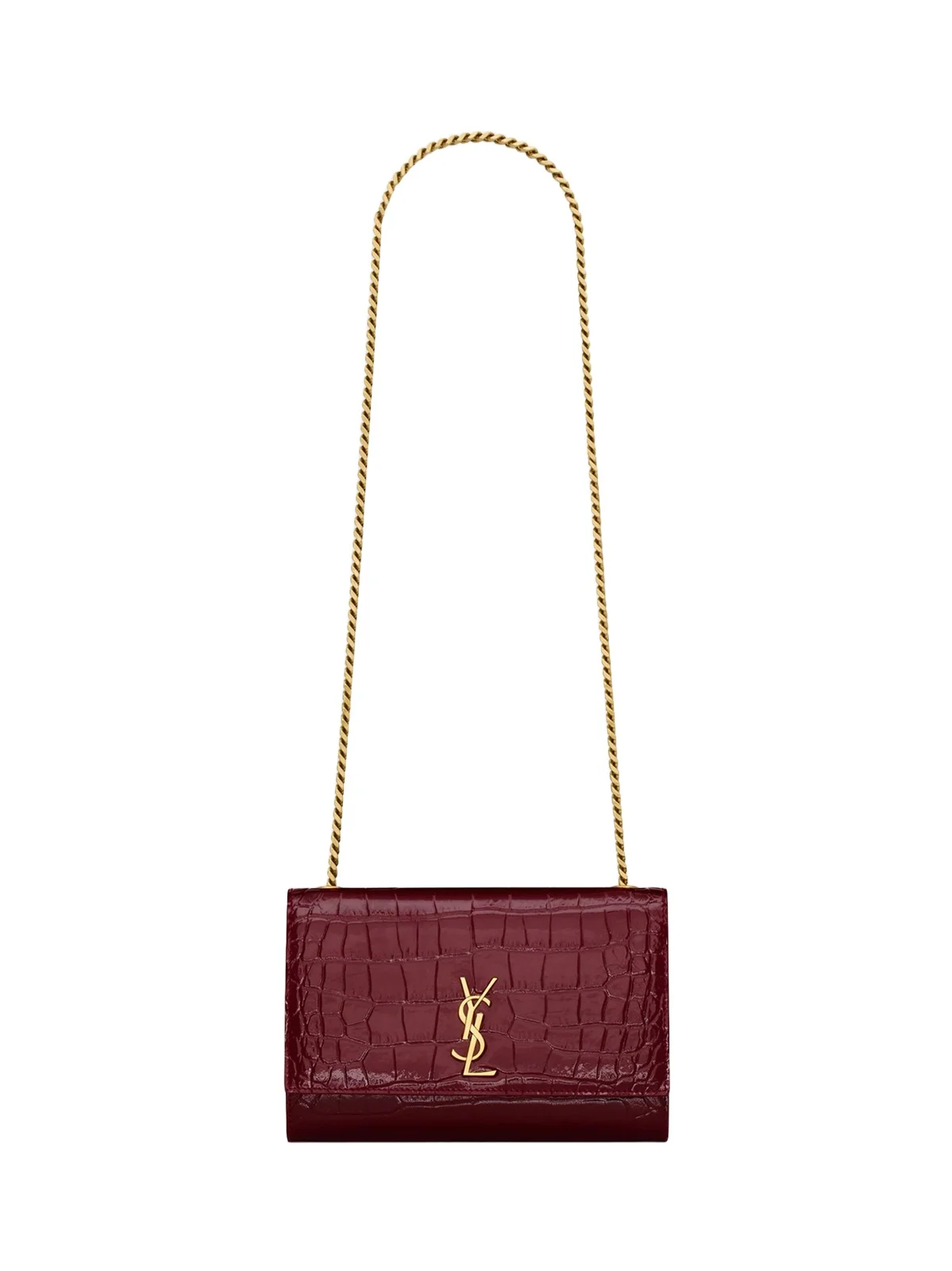 Saint Laurent Women's New Kate Crossbody Bag in Patent Leather - Gloss Burgundy