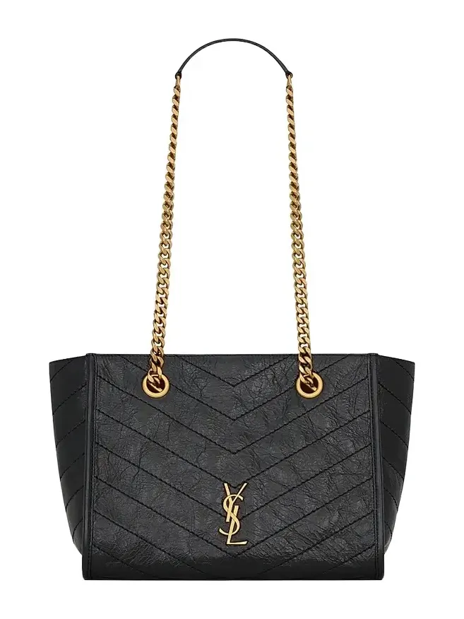 Saint Laurent Women's Niki Small Shopping Bag in Vintage Leather - Black