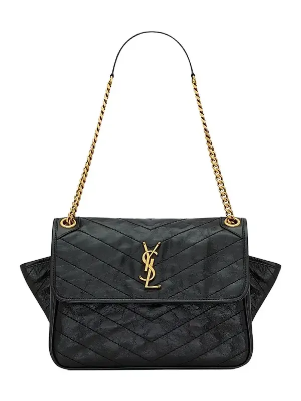 Saint Laurent Women's Niki Tripouch Shoulder Bag in Vintage Leather - Black