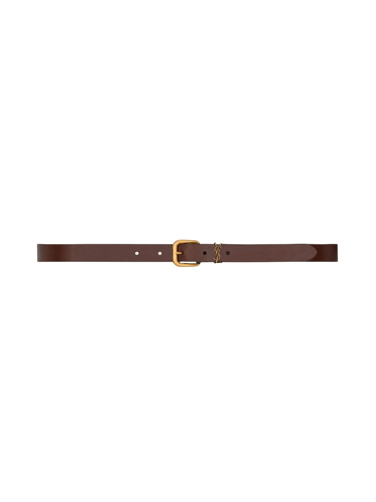 Men's Cassandre Rectangular Buckle Belt in Leather - Burnt Chocolate