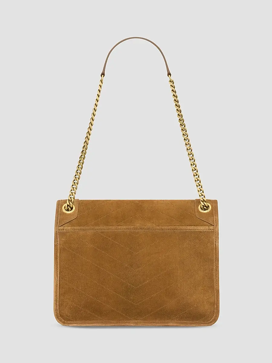 Saint Laurent Women's Niki Medium Shoulder Bag in Suede - Caramel Cognac | Thumbnail 3 Saint Laurent Women's Niki Medium Shoulder Bag in Suede - Caramel Cognac | Thumbnail 3