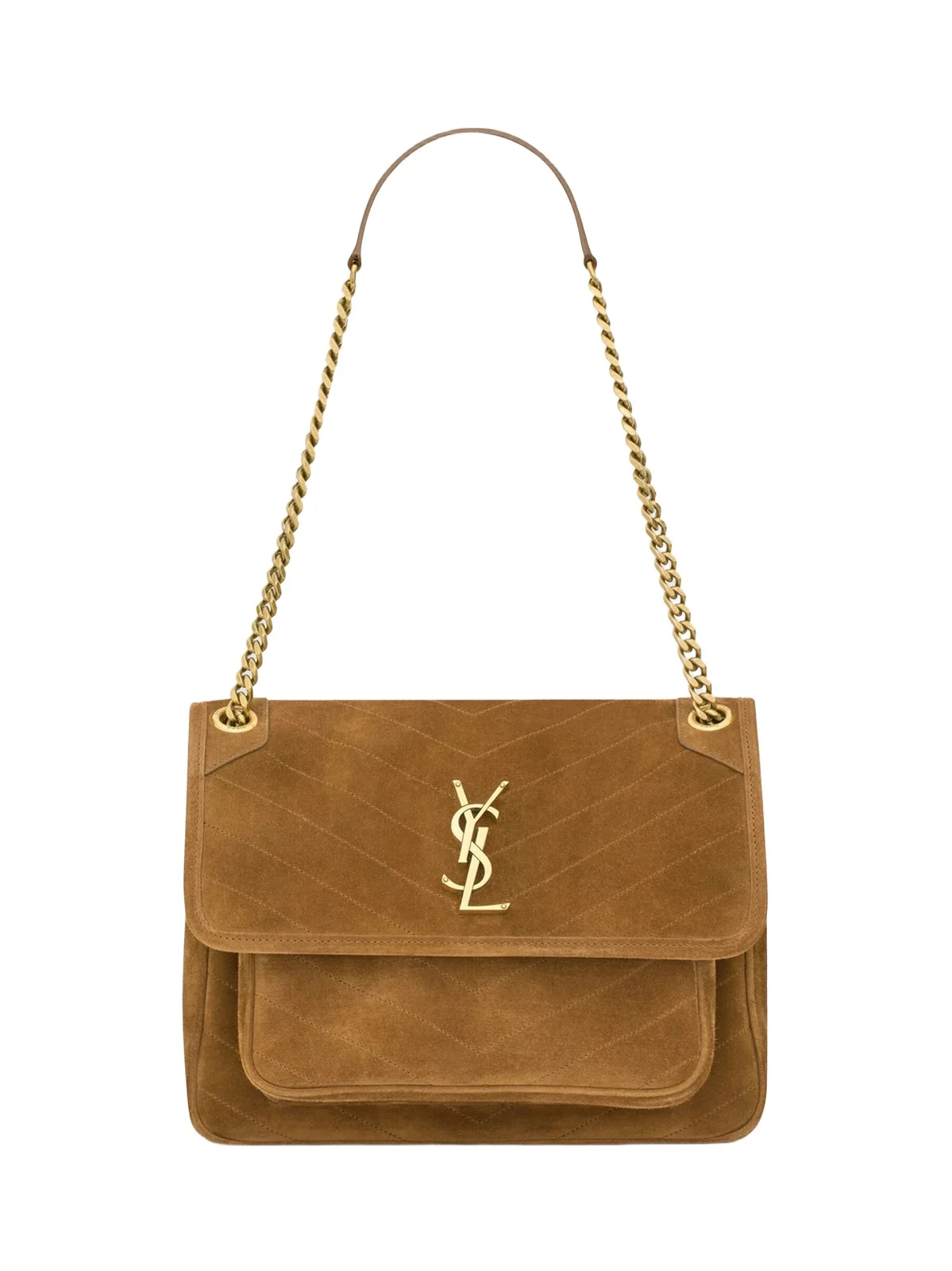 Women's Niki Medium Shoulder Bag in Suede - Caramel Cognac Women's Niki Medium Shoulder Bag in Suede - Caramel Cognac