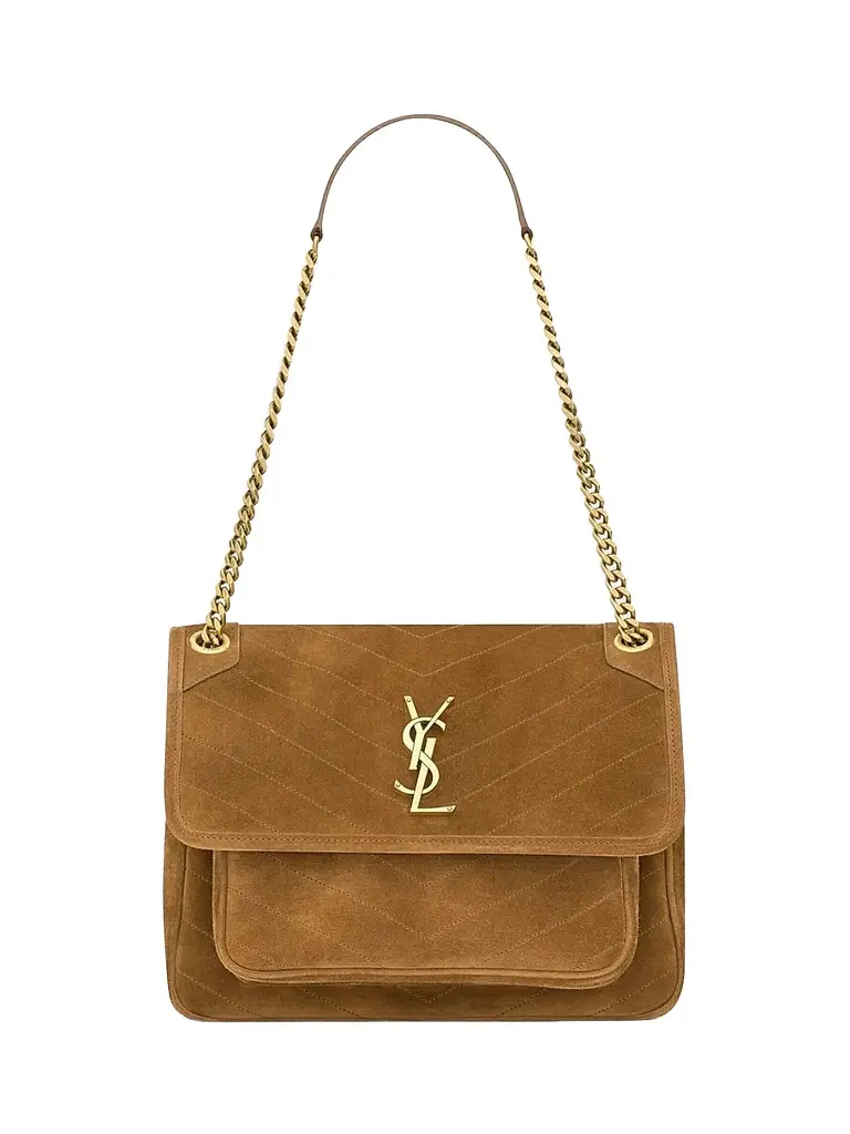 Saint Laurent Women's Niki Shoulder Bag in Suede - Caramel Cognac | Image 1 Saint Laurent Women's Niki Shoulder Bag in Suede - Caramel Cognac | Image 1