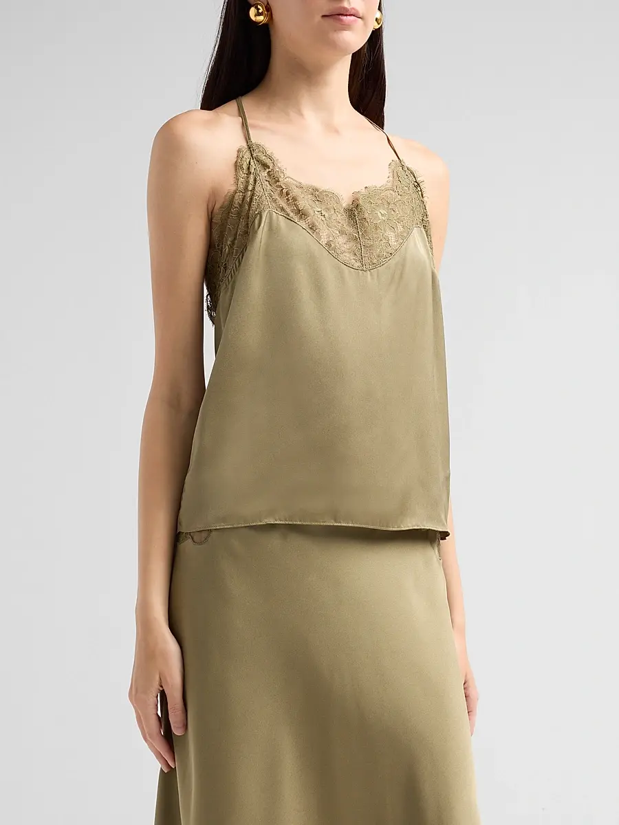Ba&sh Women's Corina Satin Lace-Back Tank | Thumbnail 4