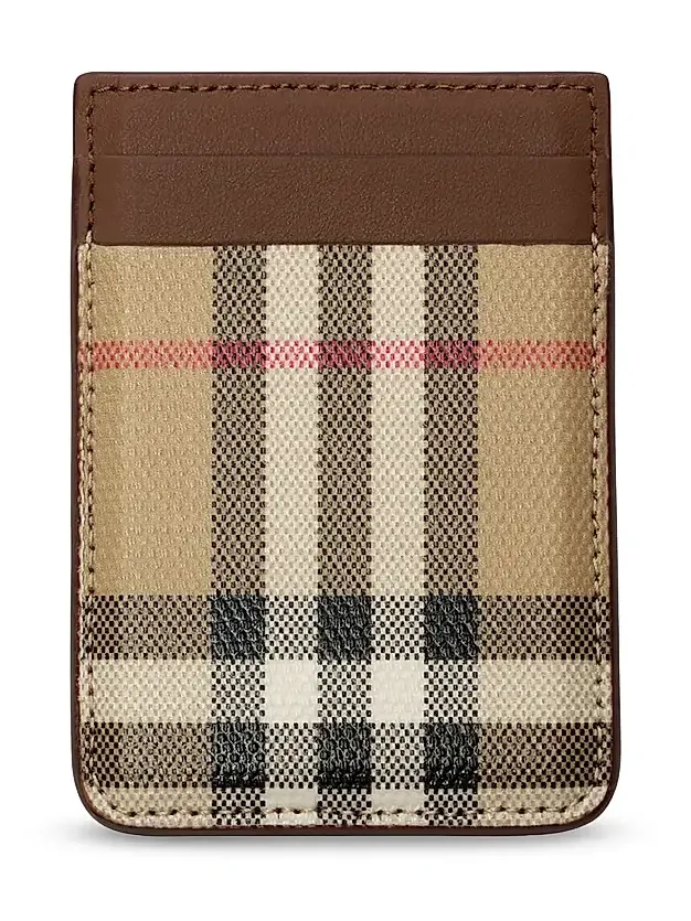 Burberry Men's MagSafe Check Leather Card Case