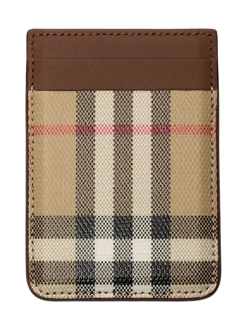 Burberry Men's MagSafe Check Leather Card Case